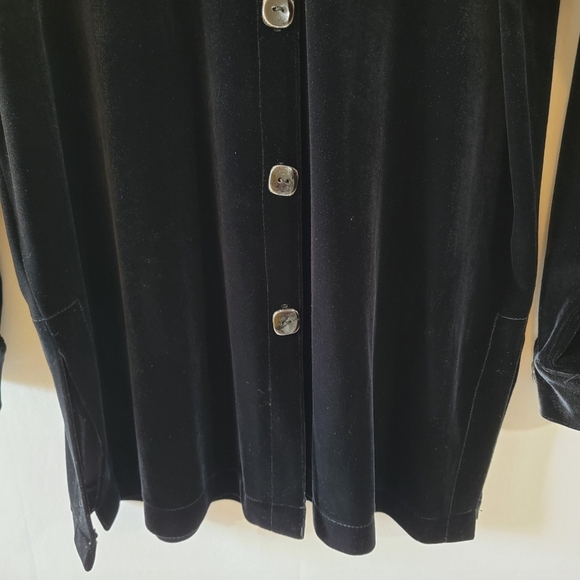 VTG 70's Black Button-Up Long Sleeve Velvet Shirt Sz Small Whimsygoth Grunge - Picture 3 of 11